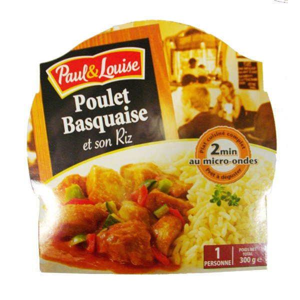 Paul & louise barquette poulet basquaise et son riz 300 g - - Tous les  produits plats cuisinés en conserve - Prixing