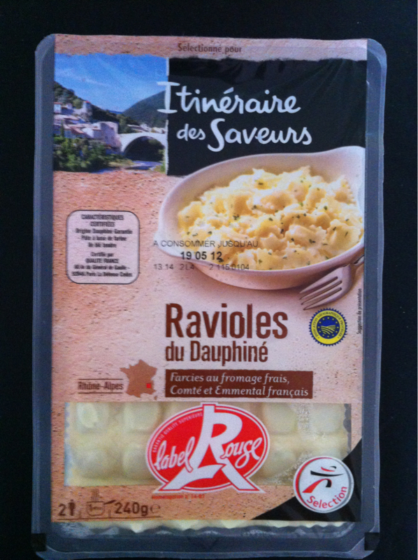 Ravioles du Dauphine farcies au fromage frais Comte Emmental, la barquette de 240g