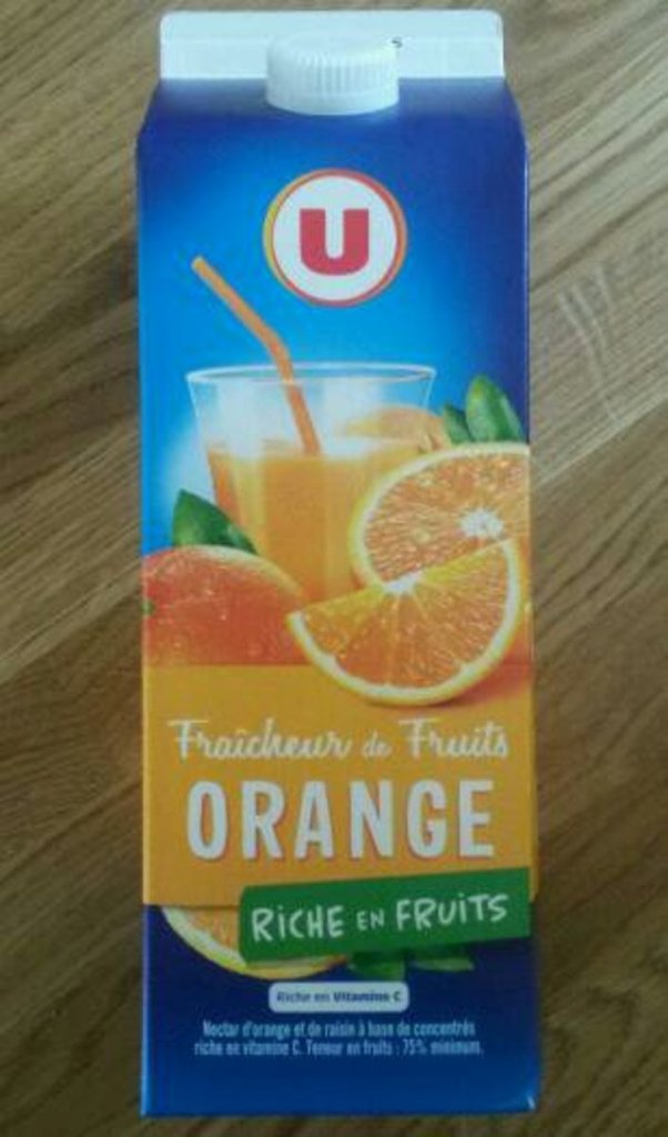 Nectar fraîcheur de fruits orange riche en fruits U brik 2L