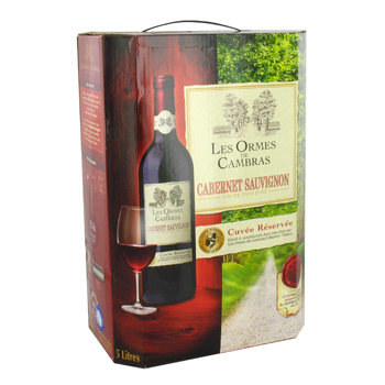 Vin de pays d'Oc Cabernet Sauvignon rouge LES ORMES DE CAMBRAS, 5 litres