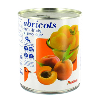 Auchan abricots demi-fruits au sirop léger -475g