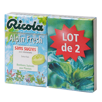 Bonbons Alpin fresh Ricola Sans sucre 2x50g