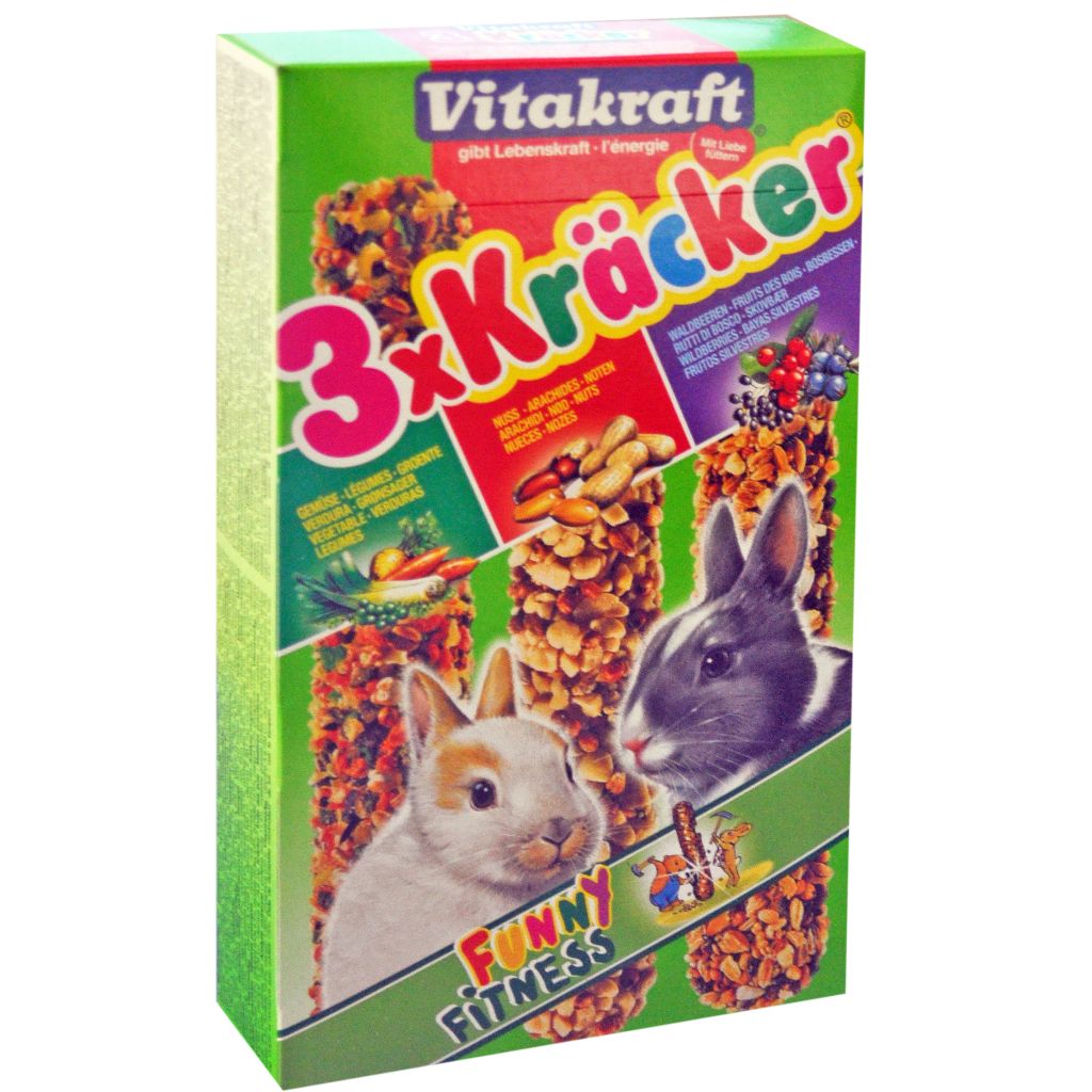 Kracker Combi aux noix, fruits des bois et legumes pour lapins nains VITAKRAFT, 3 unites, 165g