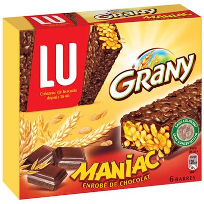 Barres aux cereales et chocolat GRANY Maniac, 6 pieces, 160g