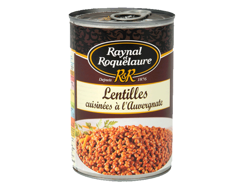 Lentilles cuisinees a l'Auvergnate RAYNAL ET ROQUELAURE, 410g