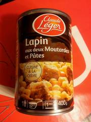 Claude Leger, Lapin aux deux moutardes et pates cuisine a la creme, la boite de 400g
