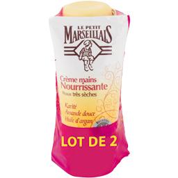 Le Petit Marseillais, Recette Méditerranéenne - Crème mains réparatrice, peaux abîmées/desséchées, les 2 tubes de 75 ml