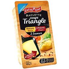 Duo de raclette triangle au lait pasteurise nature et poivre ENTREMONT, 28%MG, 400g
