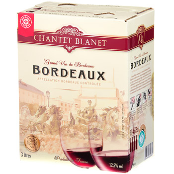 Vin rouge AOC Bordeaux Chantet Blanet Bag in Box 3l