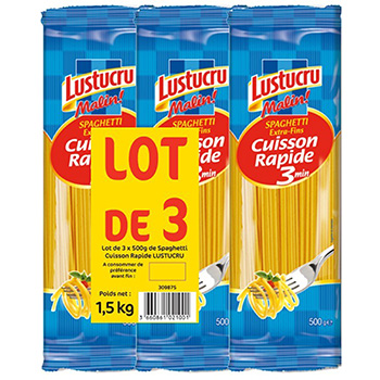 Spaghetti Lustucru Cuisson rapide 3x500g