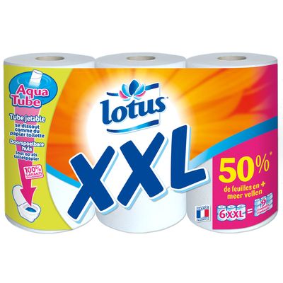 Papier toilette ouate xxl avec aqua-tube Lotus x6 rouleaux