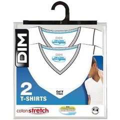 T-shirt Dry Cool Col V Coton strech Blanc TM