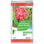 Auchan terreau pour geraniums et plantes fleuries 40l