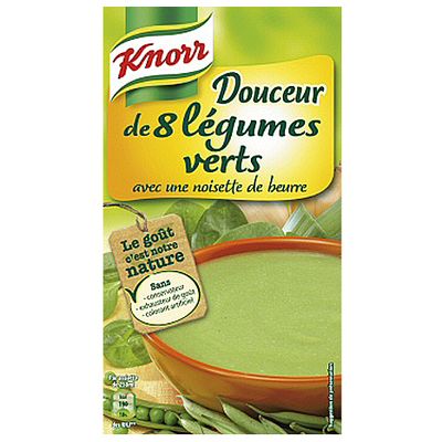 Soupe douceur 8 legumes verts et noisette de beurre Knorr, brique de 1l