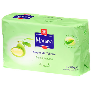 Savons de toilette Manava au lait d'amande douce 6x100g