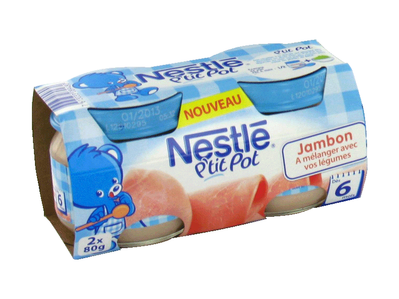 Petits pots Nestle Jambon 6 mois 2x80g