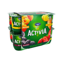 Activia lait fermente sucre au bifidus actif fruits: abricot, prunneaux, fraise, ananas 12 x 125g