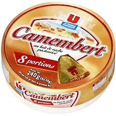 Camembert au lait pasteurise U, 20%MG, 8 portions, 240g