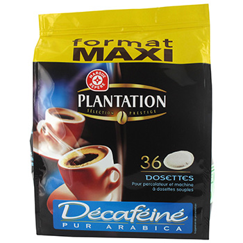 Cafe 100% Arabica Plantation Decafeine 36 dosettes 250g