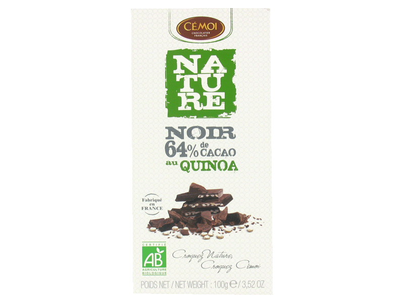 Cemoi equitable bio chocolat noir quinoa 64% -100g