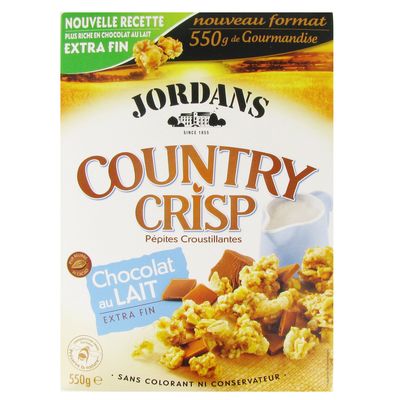 Cereales Country Crisp au chocolat au lait extra fin JORDANS, 550g
