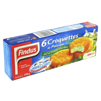 Croquettes de poisson ail et fines herbes Findus, 6 portions de 50g