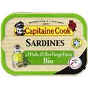 Capitaine Cook Sardines à l'huile d'olive vierge extra BIO la boite de 87 g net égoutté