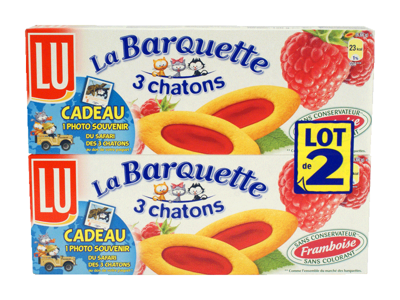 Lu Barquette 3 chatons framboise 2x120g