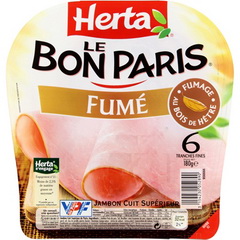 Jambon fume Le Bon Paris HERTA, 6 tranches, 180g