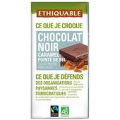 Chocolat noir bio au caramel et pointe de sel ETHIQUABLE, 100g