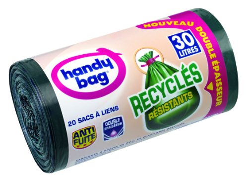 Handy bag, Sacs poubelle a liens recycles, 20 sacs de 30 l