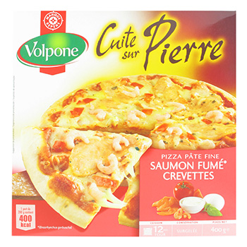 Pizza Volpone Cuite sur Pierre Saumon crevettes 400g