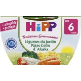 Hipp Légumes du Jardin Pâtes Colin d'Alaska dès 6 Mois - 8 Bols de 190 g