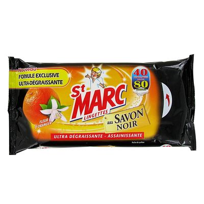 St Marc lingettes au savon noir extra larges x80