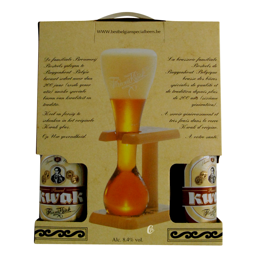 Livraison à domicile Kwak Coffret bière blonde 8°, 4x33cl + 1 verre