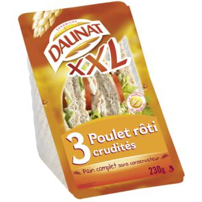 Daunat sandwich XXL poulet crudite 230g