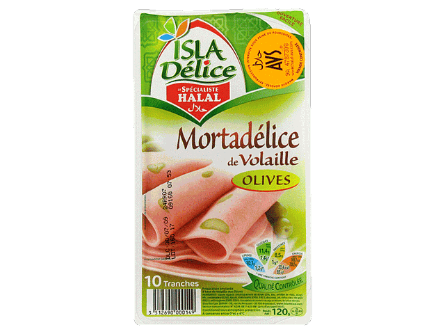 Mortadelice Isla Delice Volaille boeuf olives 120g