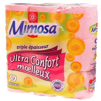 papier hygiénique ultra confort décoré (3 plis) x 6 - MIMOSA au meilleur  prix