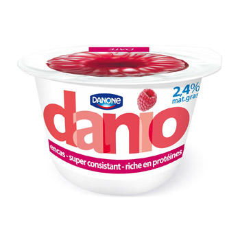 Danone, Danio - Spécialité laitière sur lit de framboises, le pot de 150 g