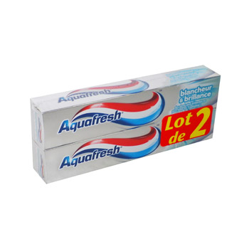 Aquafresh dentifrice blancheur + brillance 2x75ml