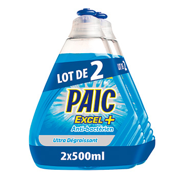 Liquide vaisselle Paic Excel + Antibacterien 2x500ml