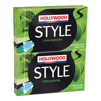 Hollywood, Style - Chewing-gums chlorophylle sans sucres, les 2 boites de 14 - 54 g