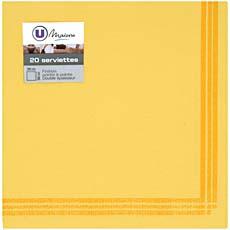 Serviettes en papier U, 38x38cm, jaune mimosa, 20 unites
