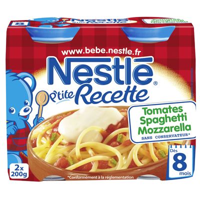 Petits pots recette Nestle Spaghettis tomate mozza 2x200g