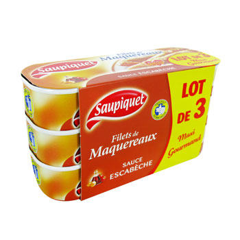 Saupiquet filets maquereaux sauce escabeche 3x169g 