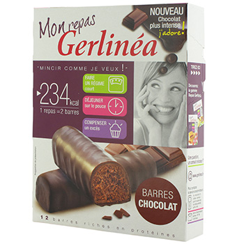 Barre repas minceur Céréales pépites chocolat GERLINEA : la boîte