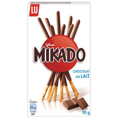 Mikado, batonnets de biscuit nappe chocolat au lait, la boite de 90g