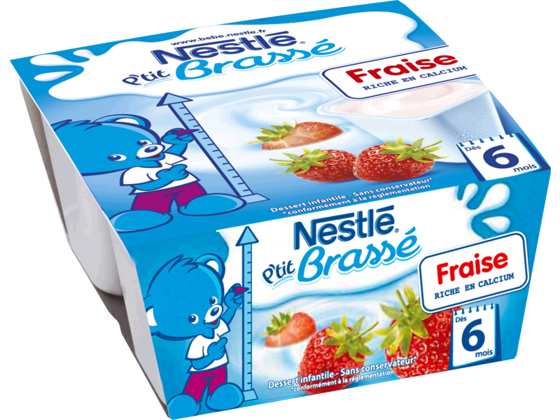 Desserts bébé 6 + mois, fraise Nestlé P'tit Brassé