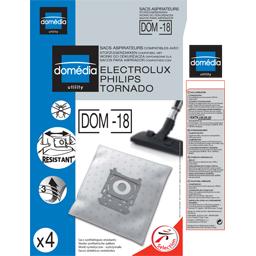 Sacs aspirateurs DOM-18 compatibles Electrolux, Philips, Tornado, le lot de 4 sacs synthetiques resistants