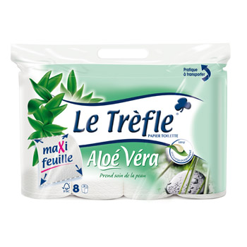 Papier toilette blanc enrichi à l'Aloé Vera